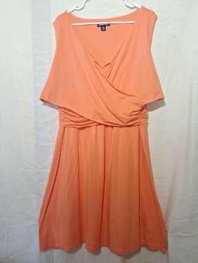 Lands' End Coral Cotton Midi Dress, Skeeveless, Sz 18, NWOT